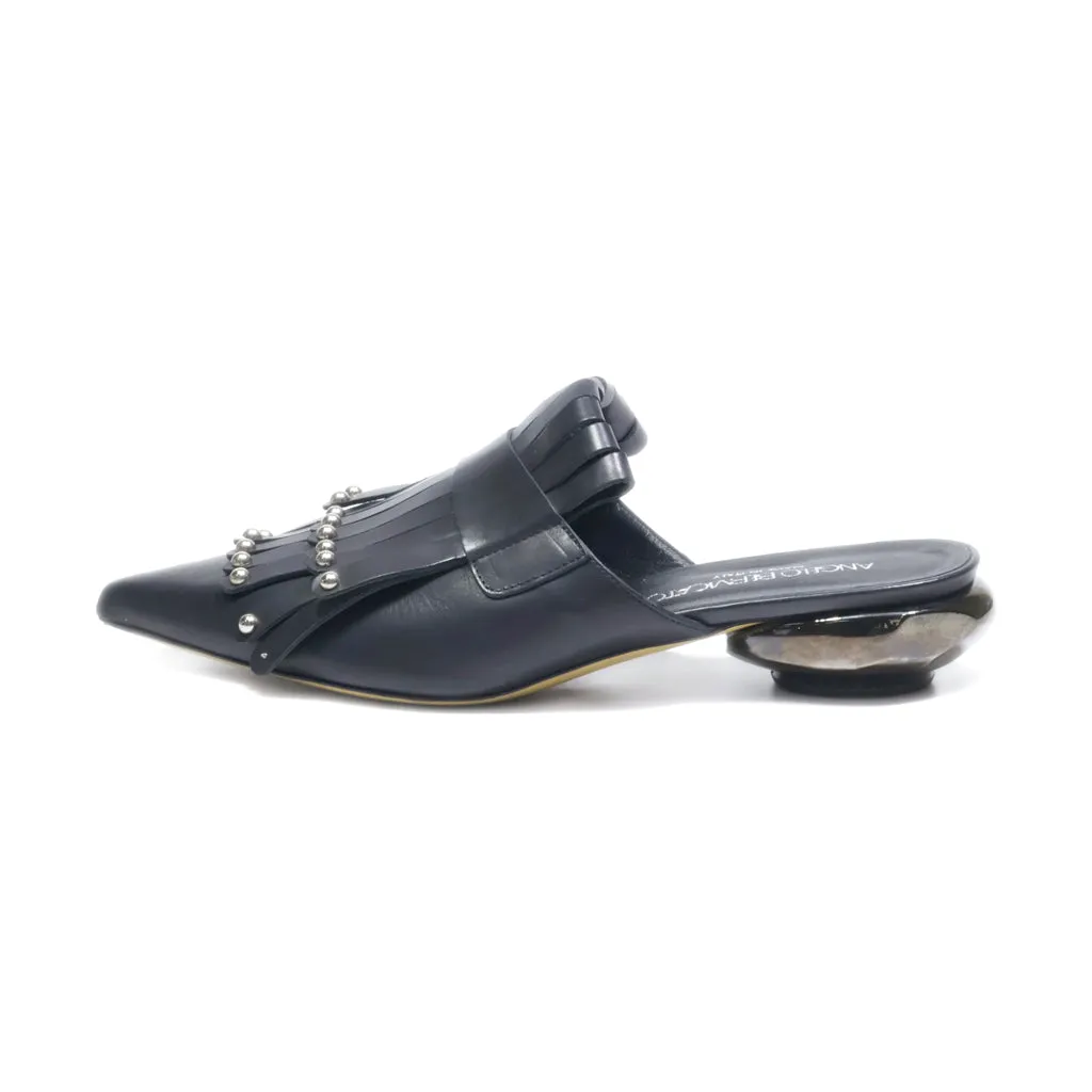 Angelo Bervicato Mules Leather Black Colour For Women
