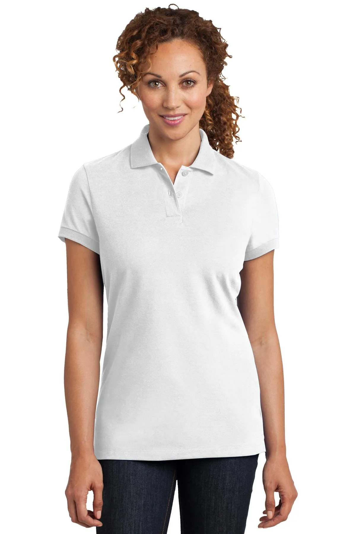 DISCONTINUED  District Made ®  Ladies Stretch Pique Polo. DM425