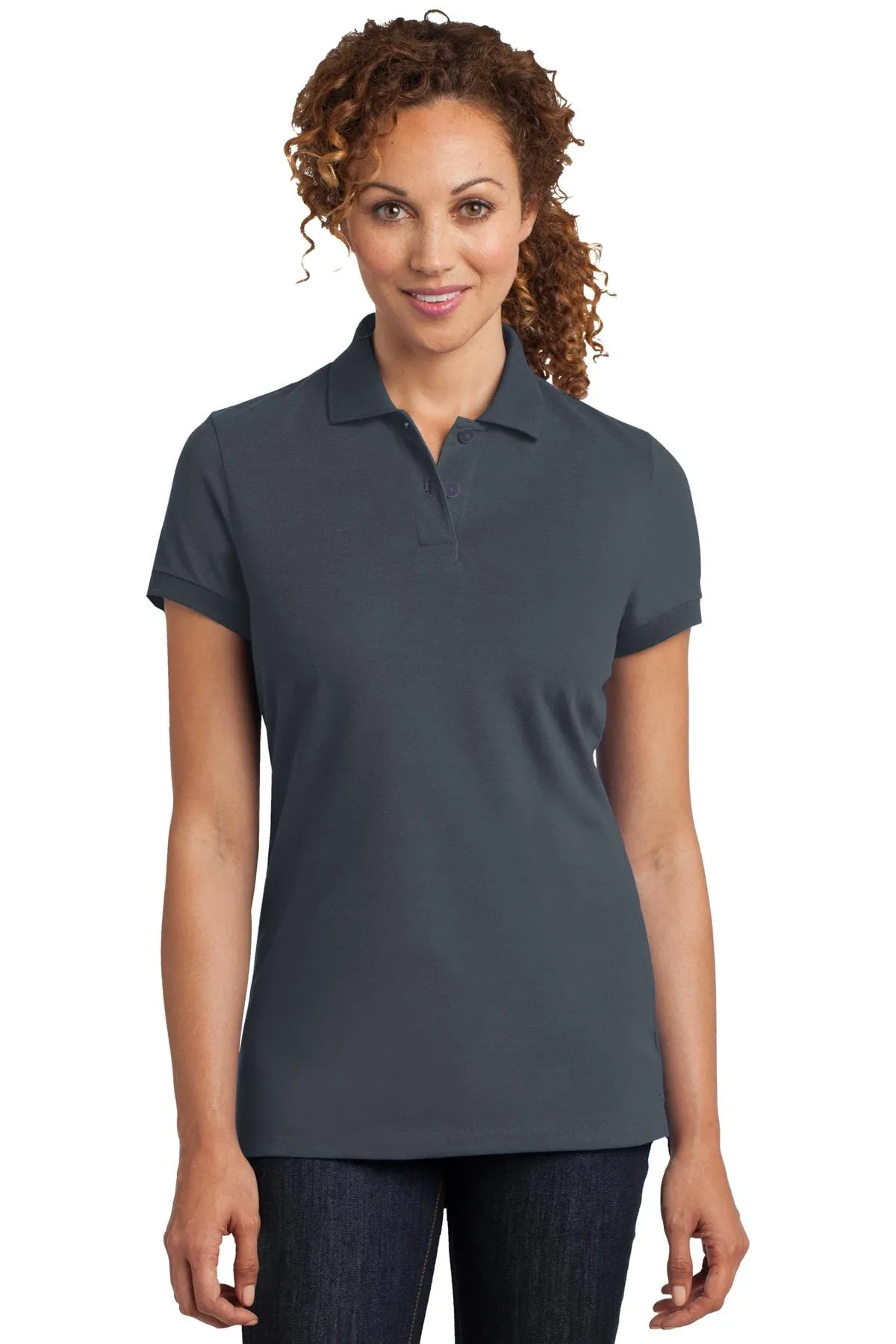 DISCONTINUED  District Made ®  Ladies Stretch Pique Polo. DM425