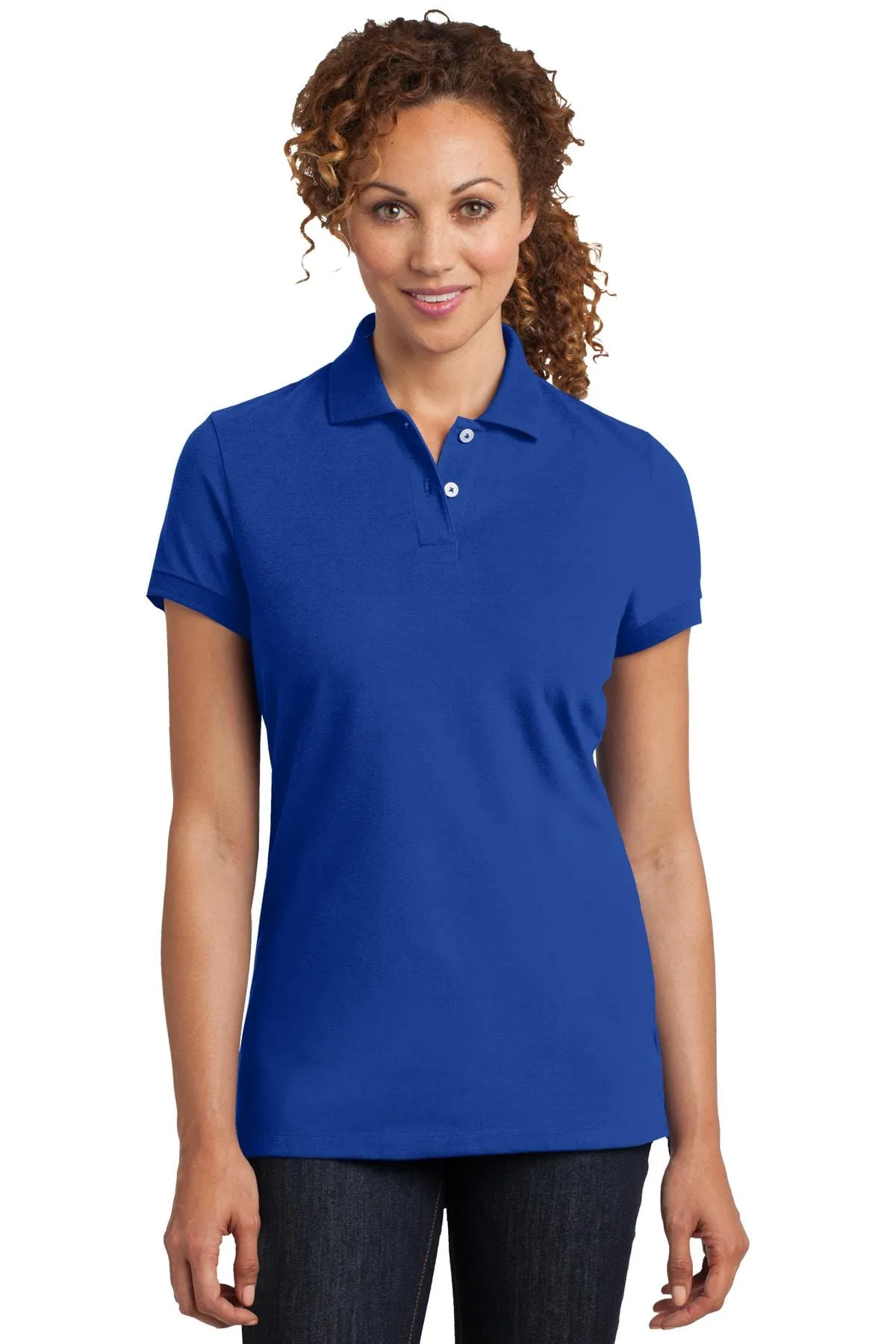 DISCONTINUED  District Made ®  Ladies Stretch Pique Polo. DM425