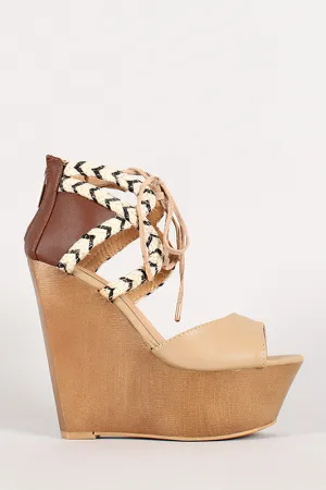 Dollhouse Vacation Two-Tone Mixed Media Platform Wedge Sandal