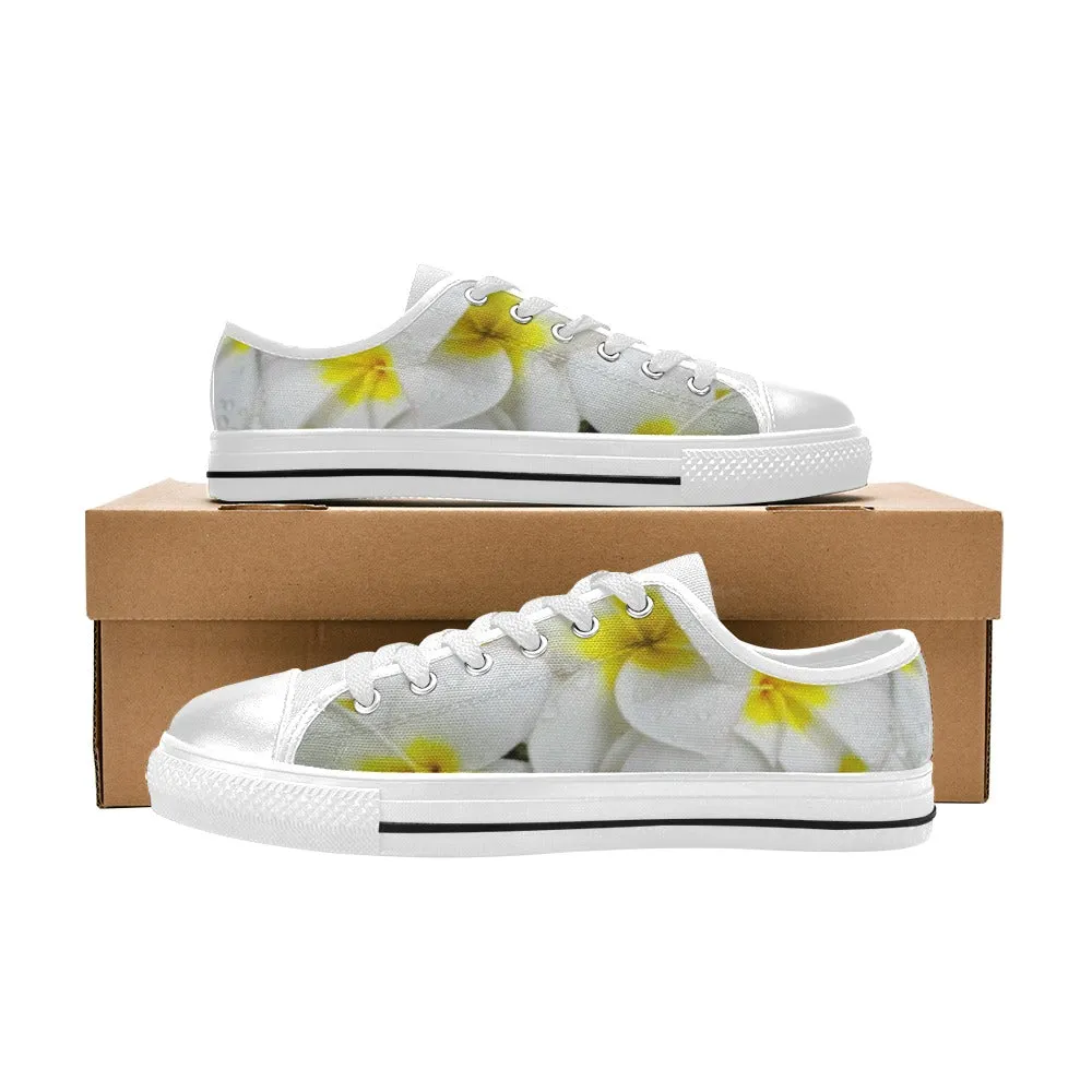 Fresh White Frangipanis Low Rise Shoes up to size 12