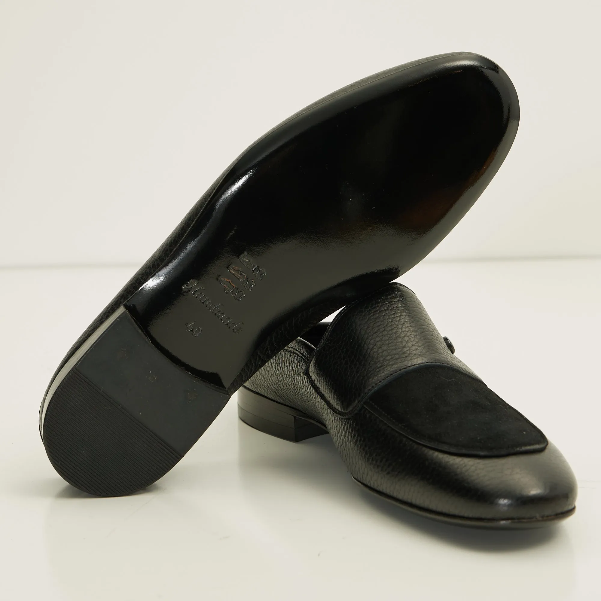 Leather Suede Mules -Black