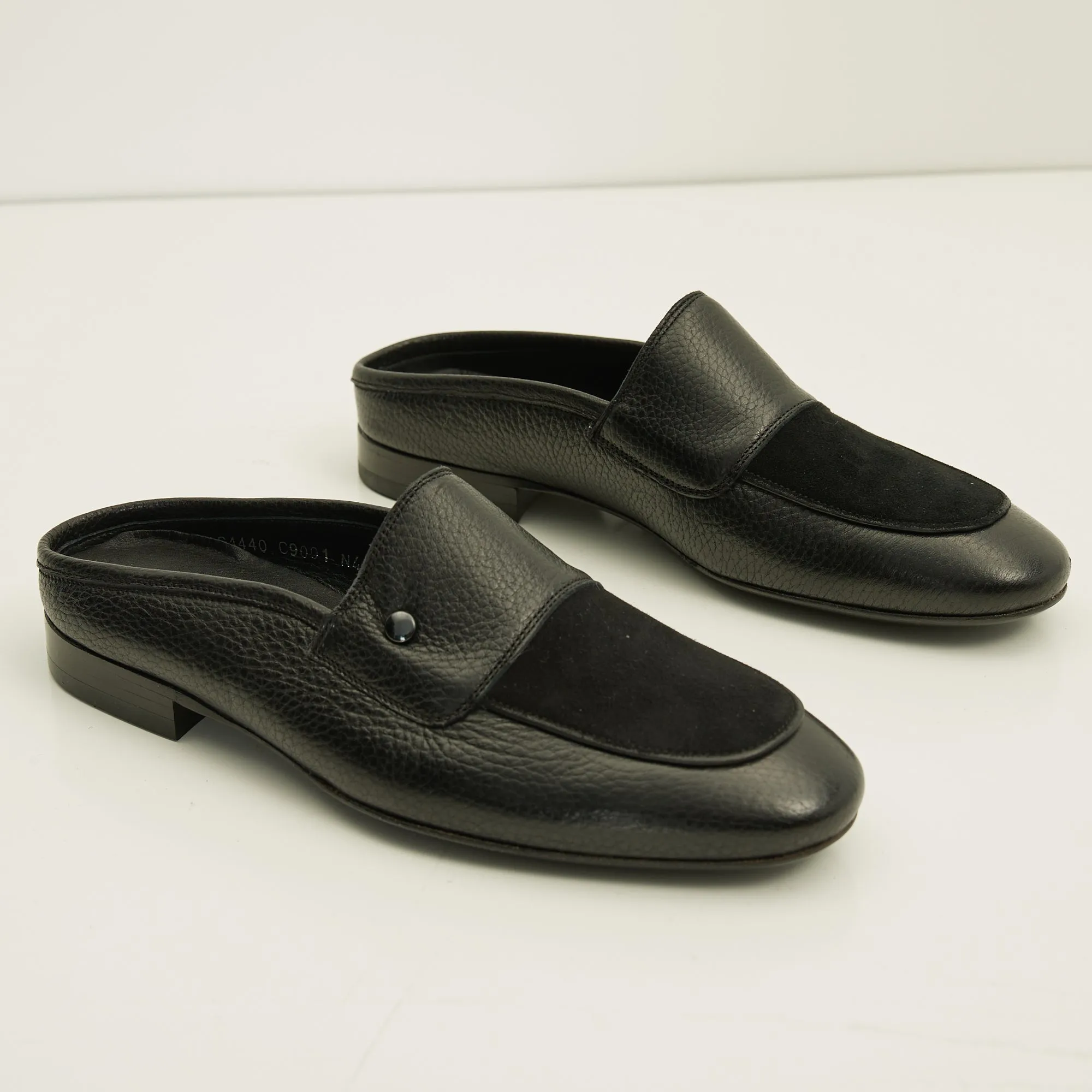 Leather Suede Mules -Black