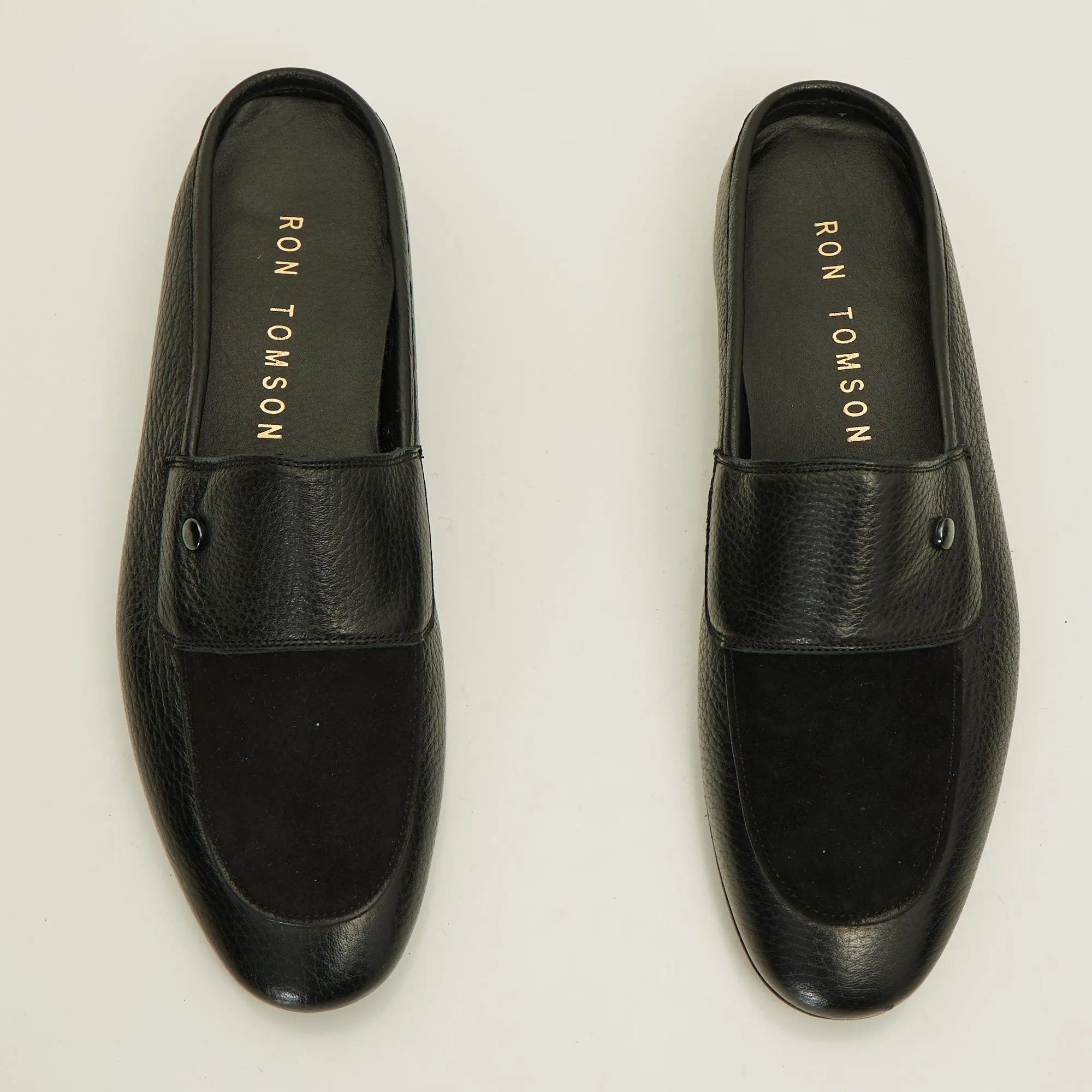 Leather Suede Mules -Black