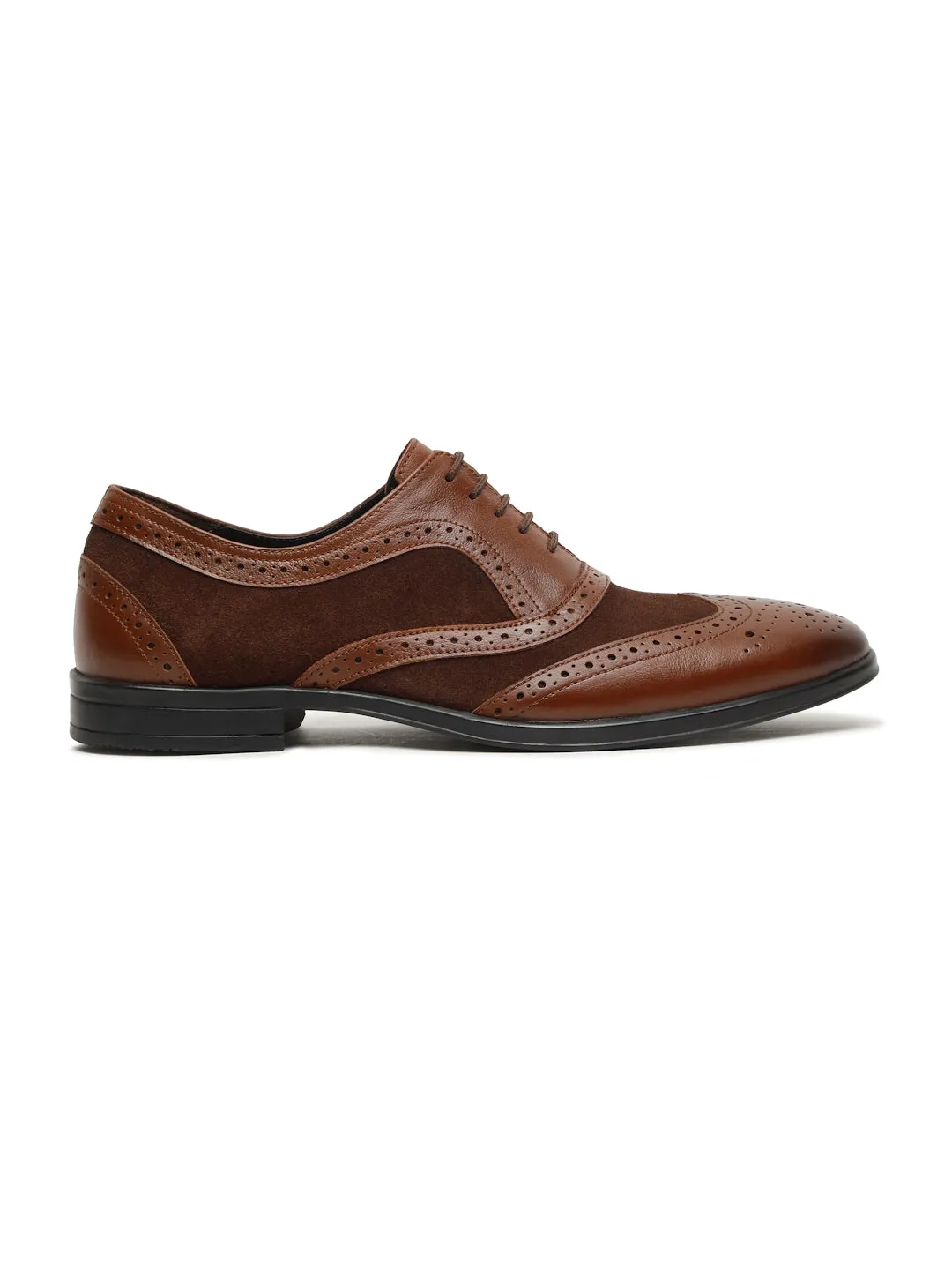 Men's Wood & Brown Leather Lace-Up Oxford Shoes
