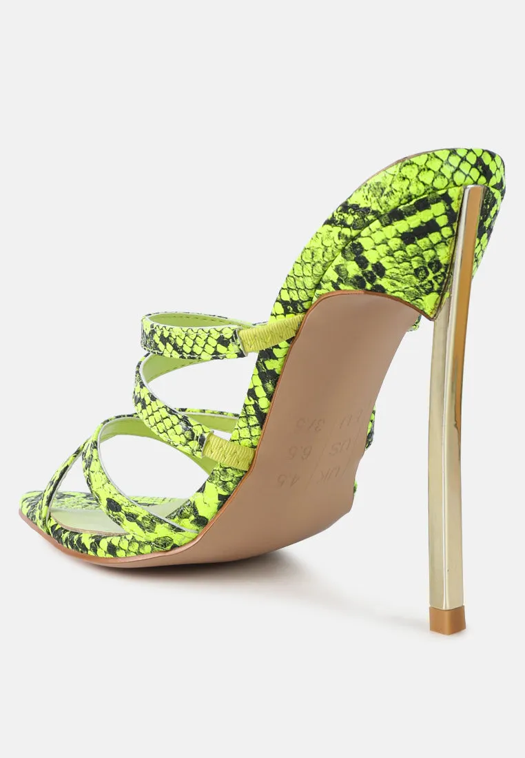 nightclub high heeled neon animal sandals