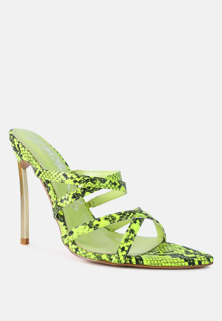 nightclub high heeled neon animal sandals