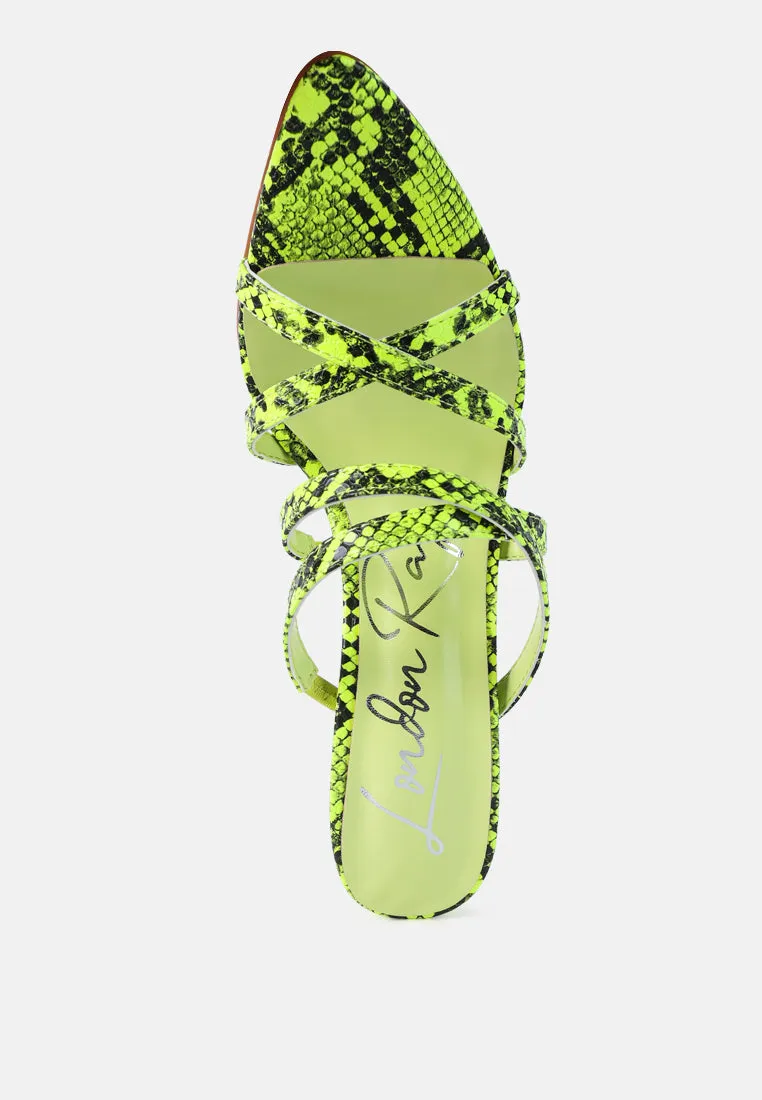 nightclub high heeled neon animal sandals