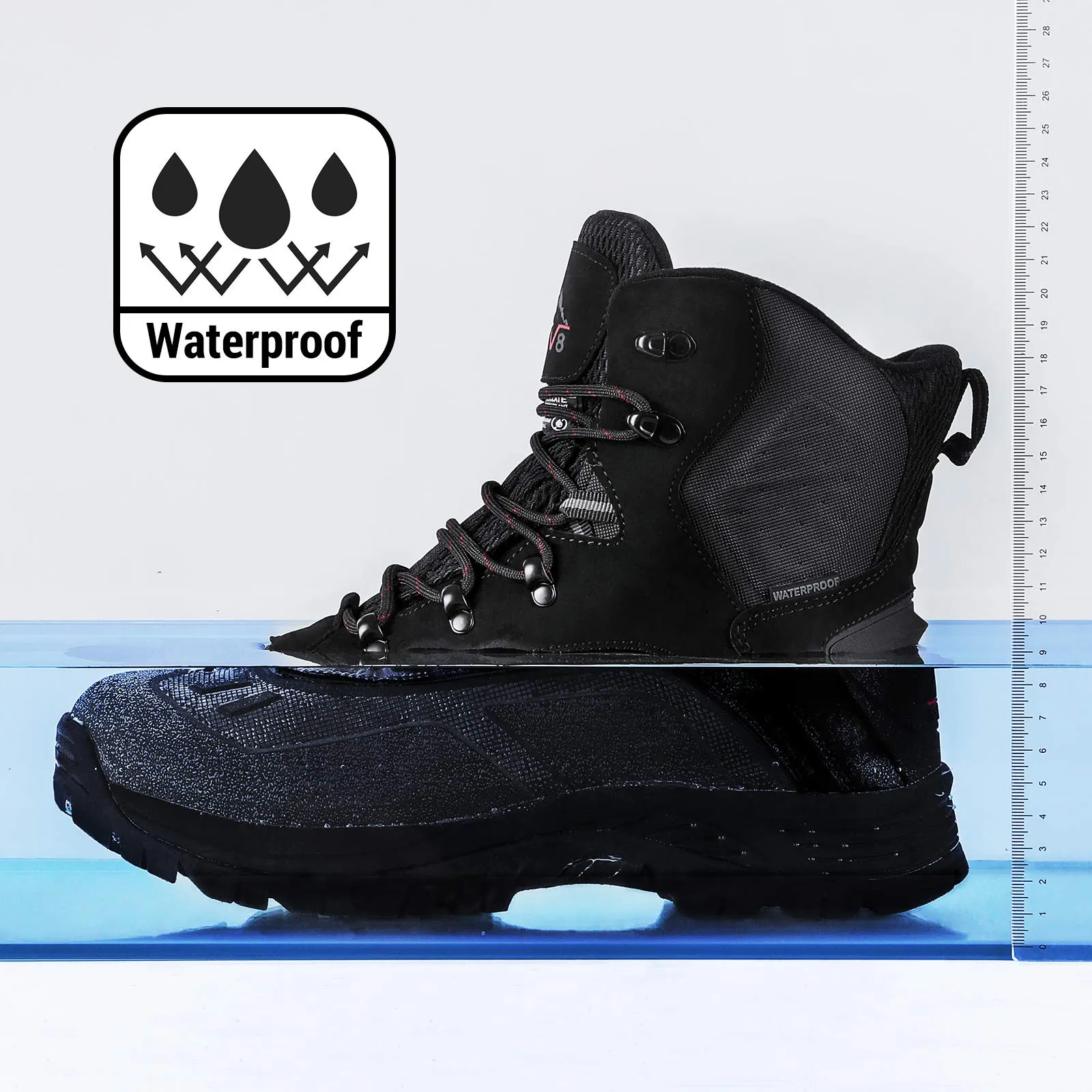 NORTIV 8 Men's 180411 Black Insulated Waterproof Construction Hiking Winter Snow Boots Size 11 M US
