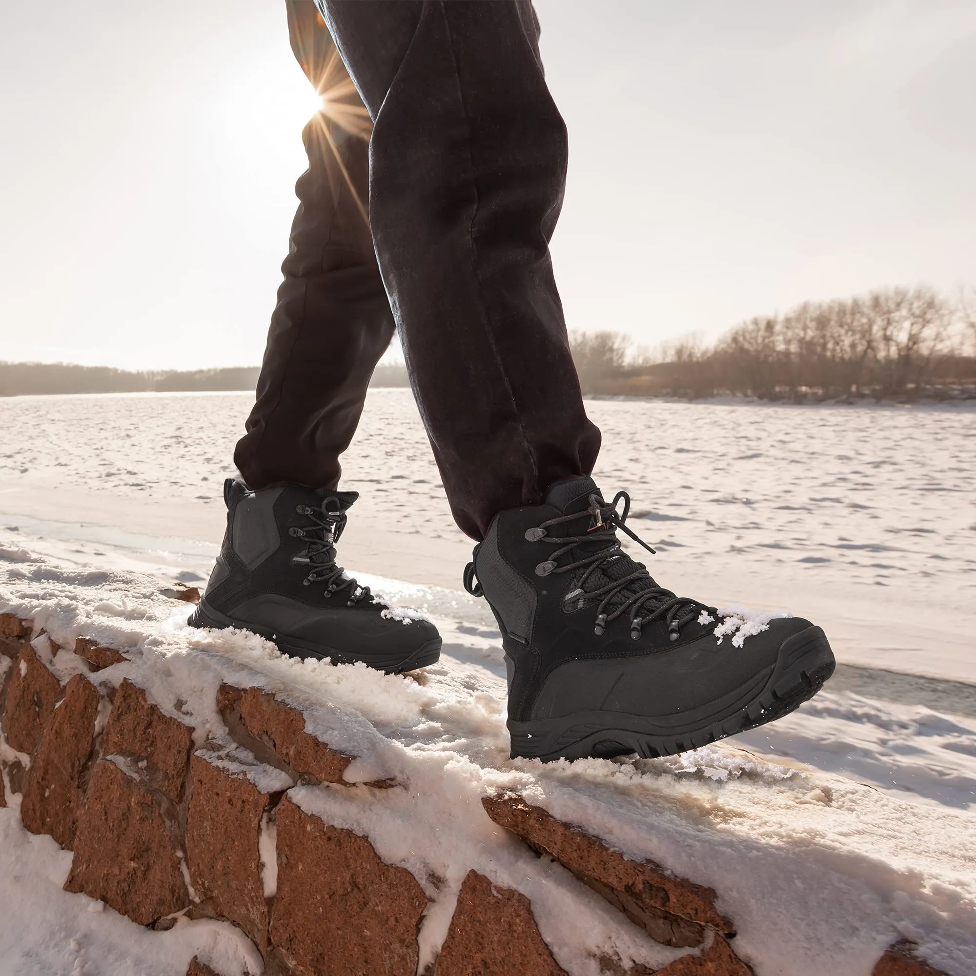 NORTIV 8 Men's 180411 Black Insulated Waterproof Construction Hiking Winter Snow Boots Size 11 M US