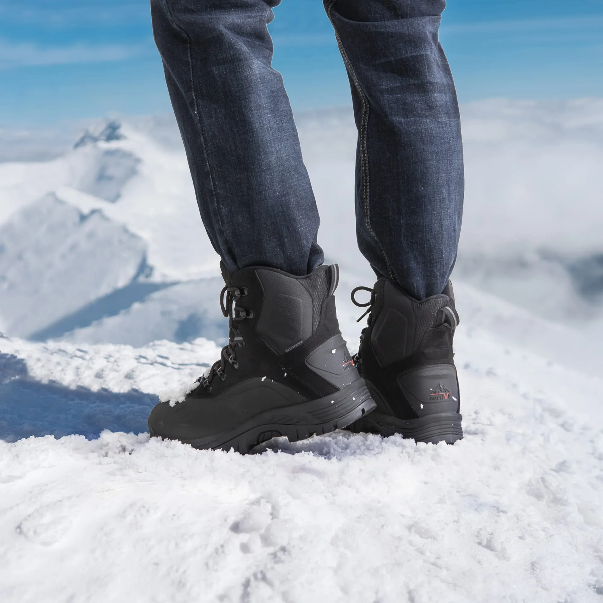 NORTIV 8 Men's 180411 Black Insulated Waterproof Construction Hiking Winter Snow Boots Size 11 M US