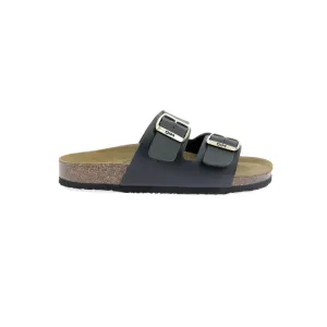 Paire de mules pour femme noire en cuir et liège