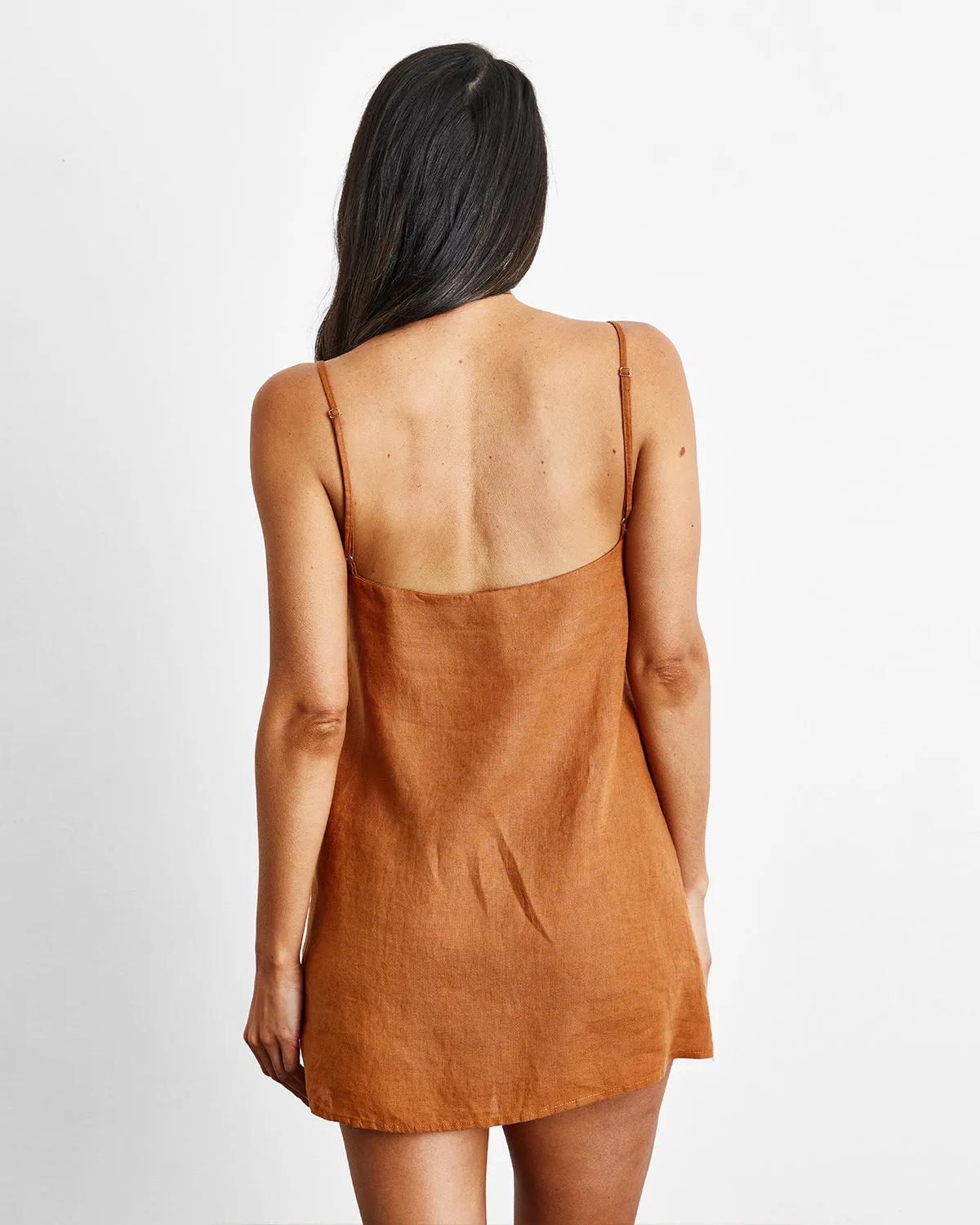 Rust 100% French Flax Linen Slip