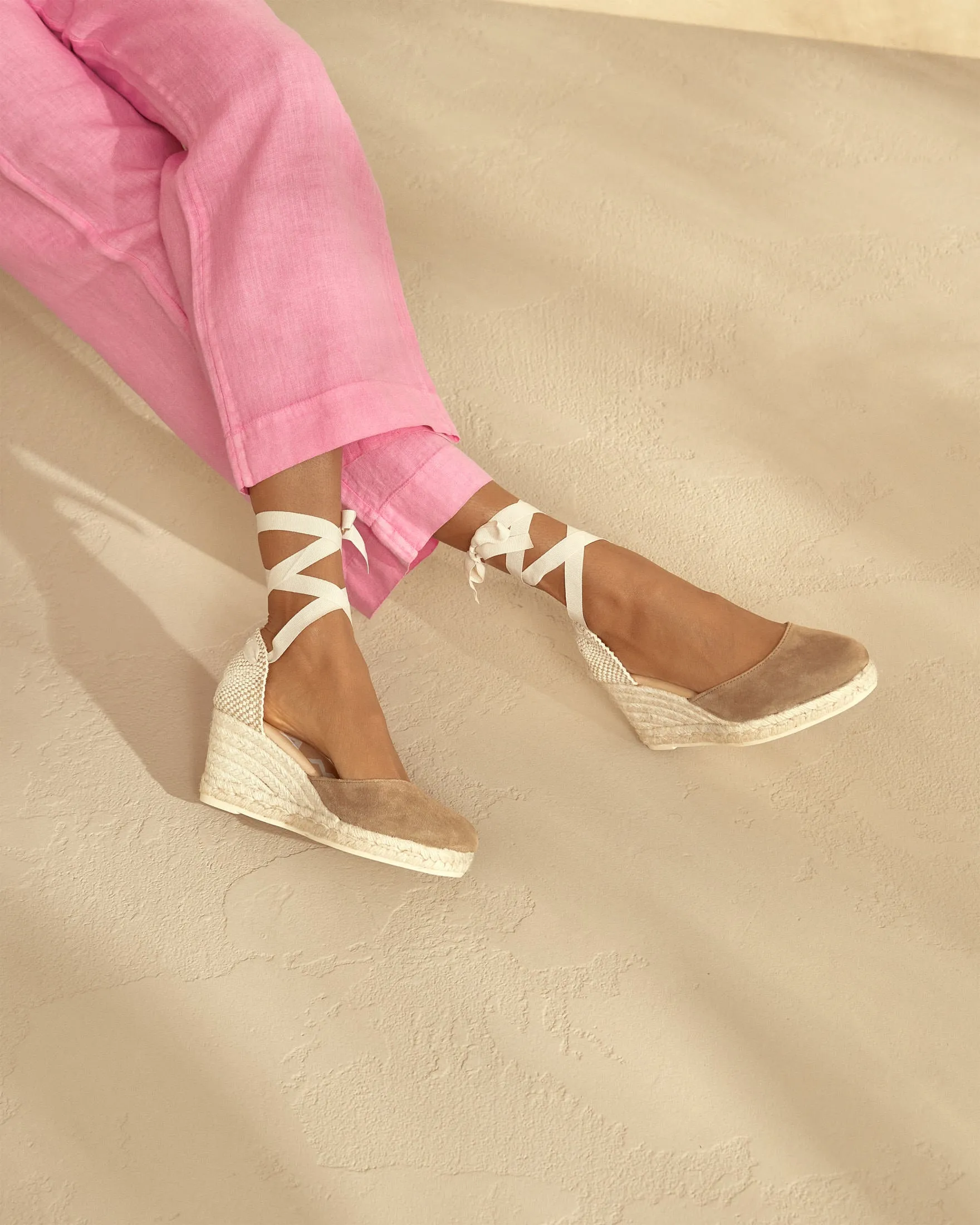 Soft Suede Low Wedge Espadrilles - W19WL - Hamptons Vintage Taupe