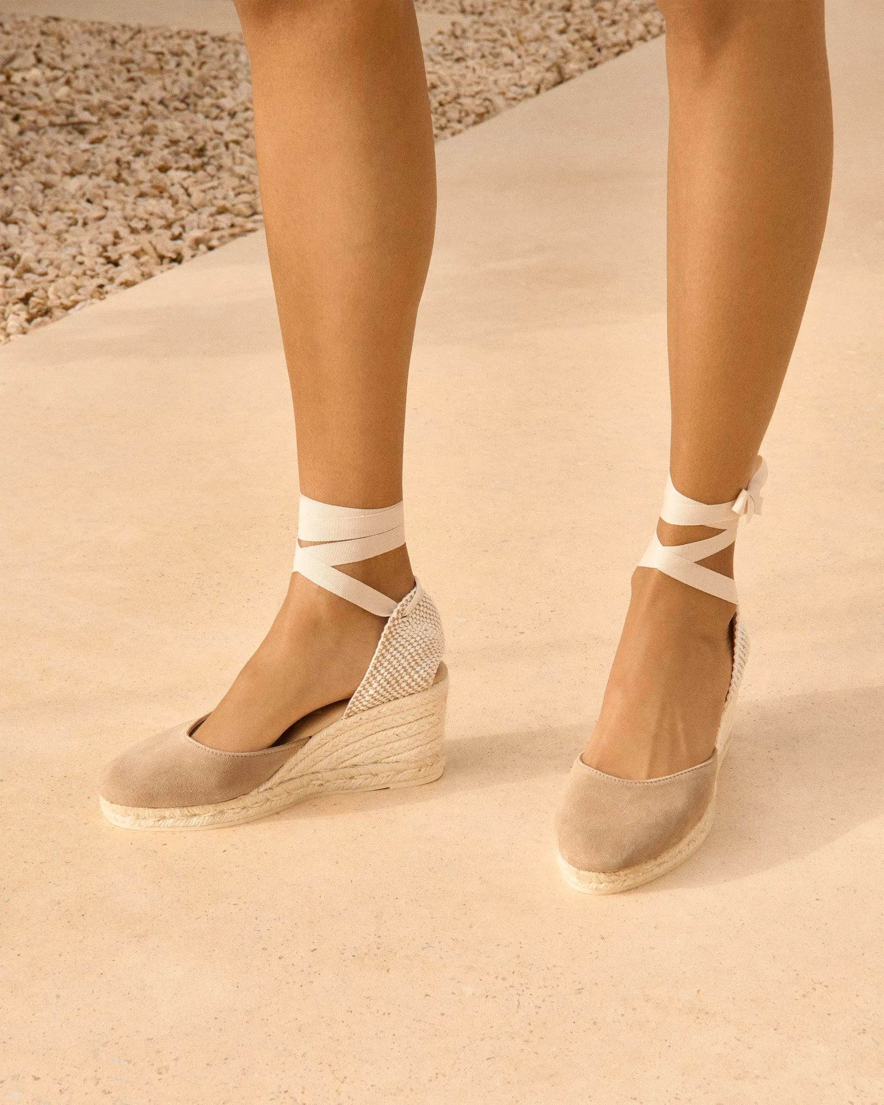 Soft Suede Low Wedge Espadrilles - W19WL - Hamptons Vintage Taupe