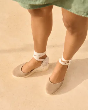 Soft Suede Low Wedge Espadrilles - W19WL - Hamptons Vintage Taupe