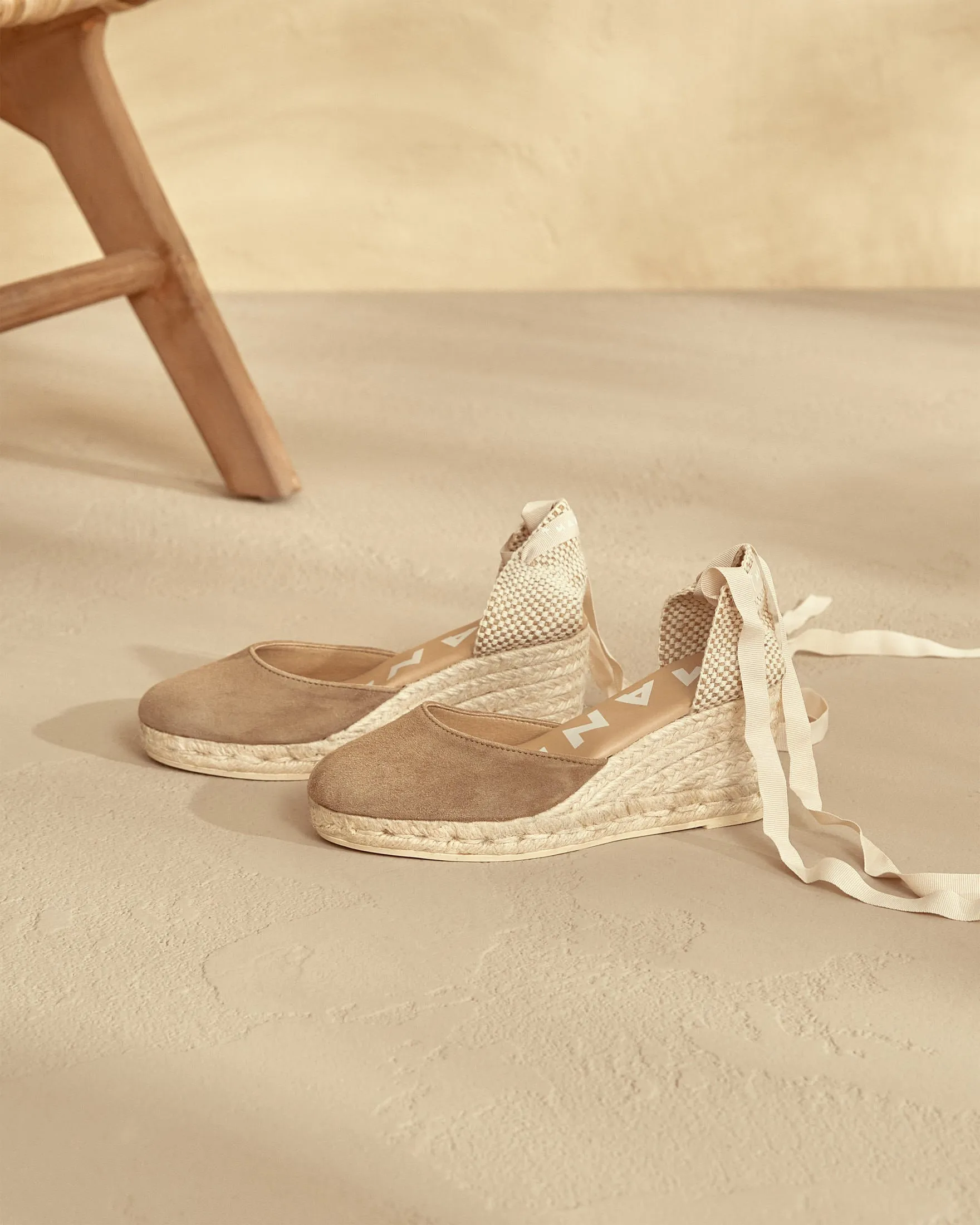 Soft Suede Low Wedge Espadrilles - W19WL - Hamptons Vintage Taupe