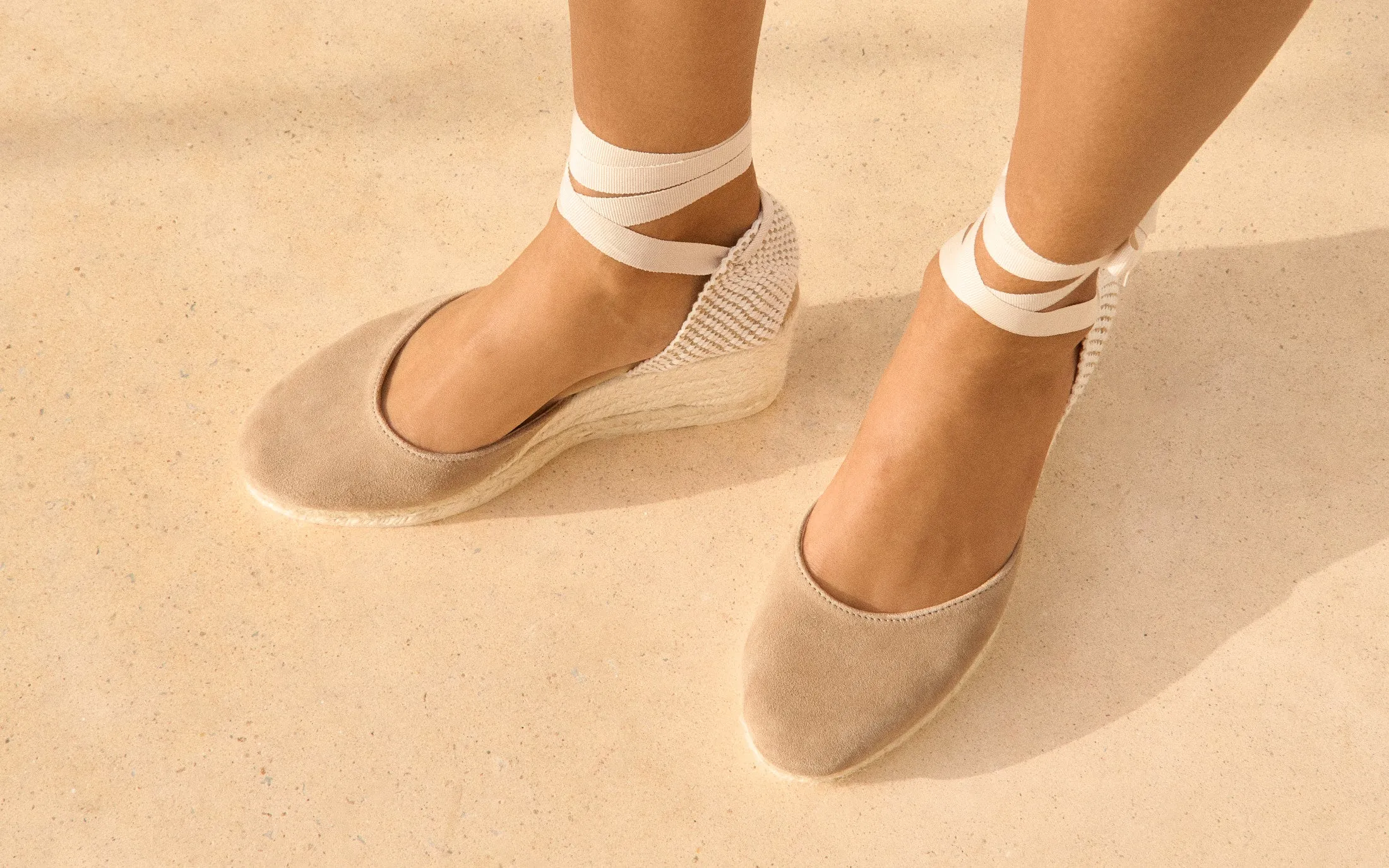 Soft Suede Low Wedge Espadrilles - W19WL - Hamptons Vintage Taupe