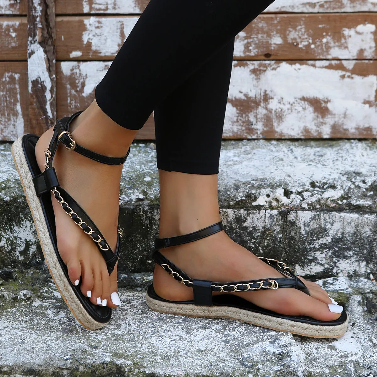 Sohiwoo  Women's Flat Platform Espadrilles Ankle Straps Flip Flops Sandals