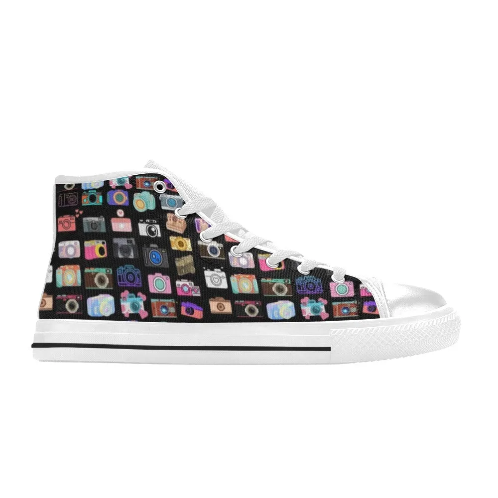 Vintage Cameras High Top Canvas Women's Shoes