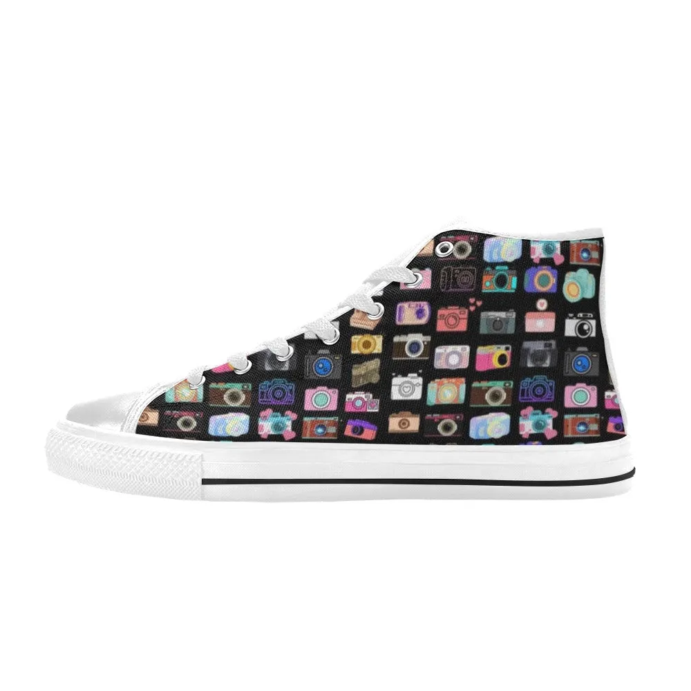 Vintage Cameras High Top Canvas Women's Shoes