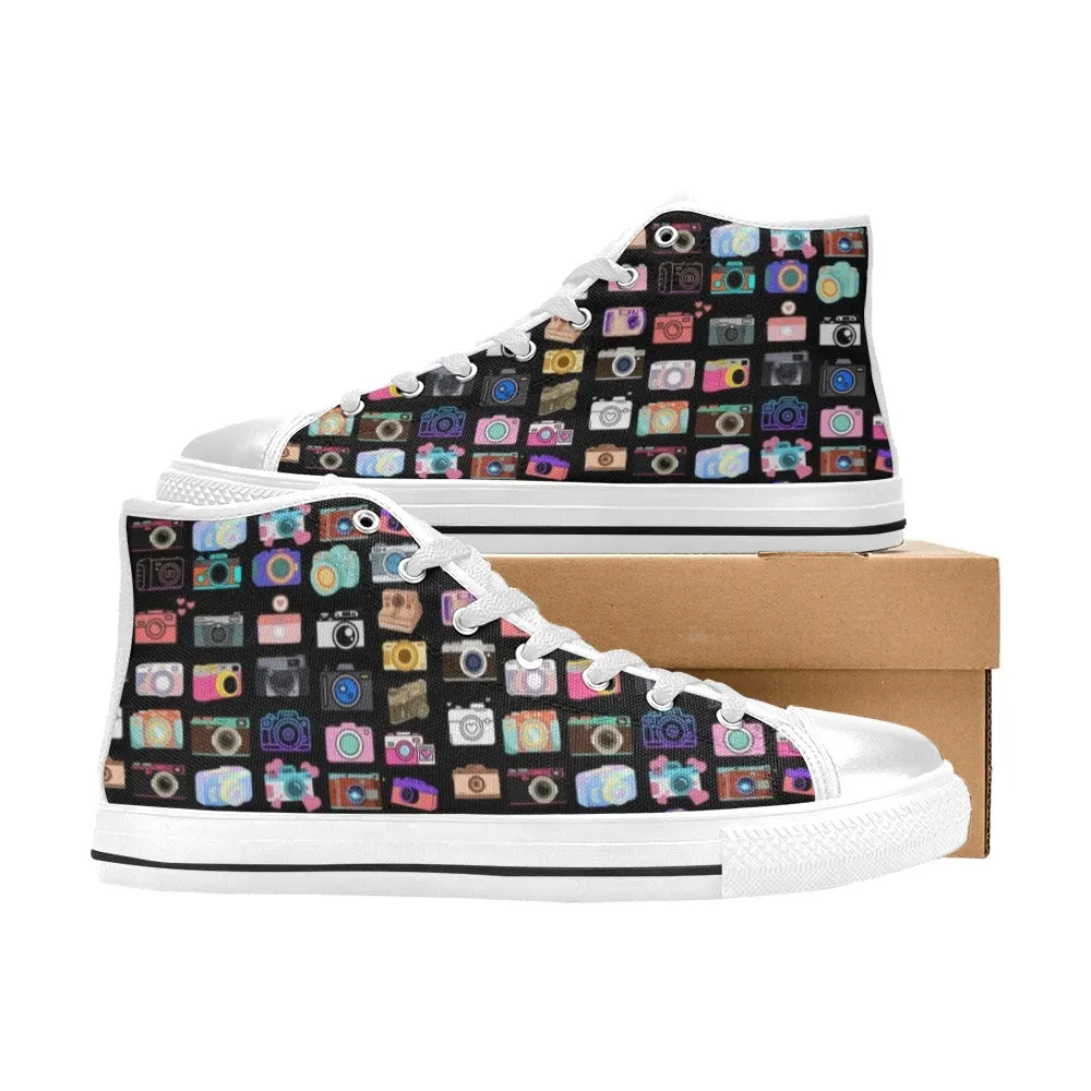 Vintage Cameras High Top Canvas Women's Shoes