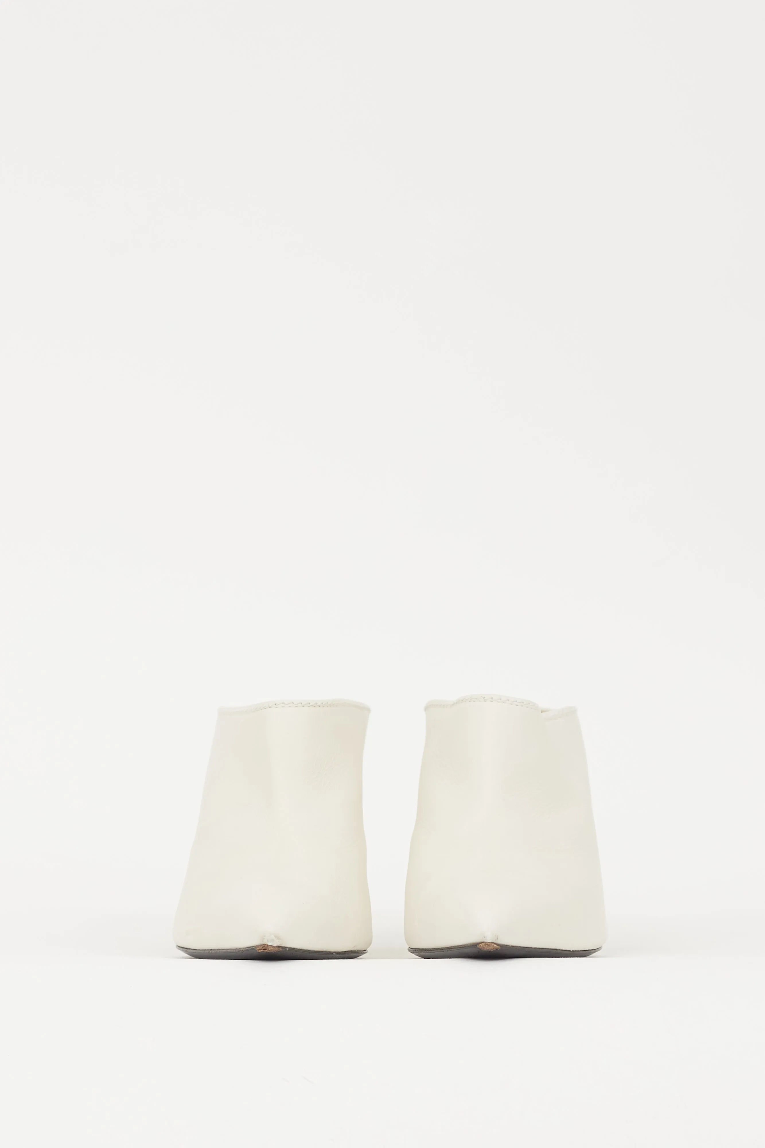 White & Gold Leather Pointed Toe Mule
